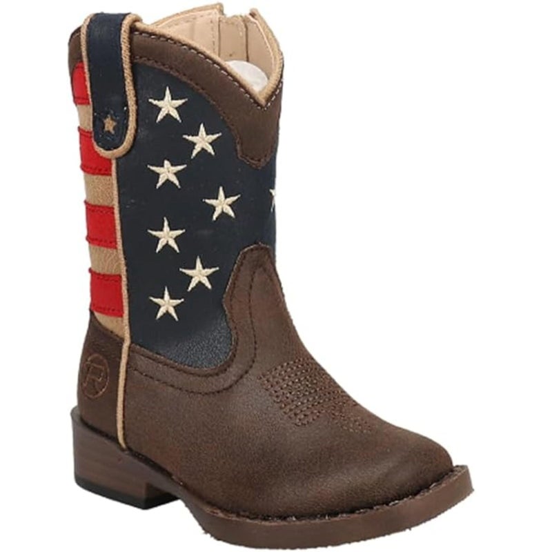 ROPER Kids Boys American Patriotic Square Toe Casual Boots Mid Calf - Blue, Brown, Red - Size 13 M - Image 2